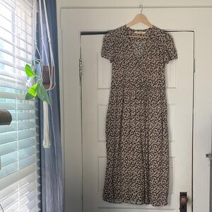 Christy Dawn Black and Cream Daisy Floral Midi Dress